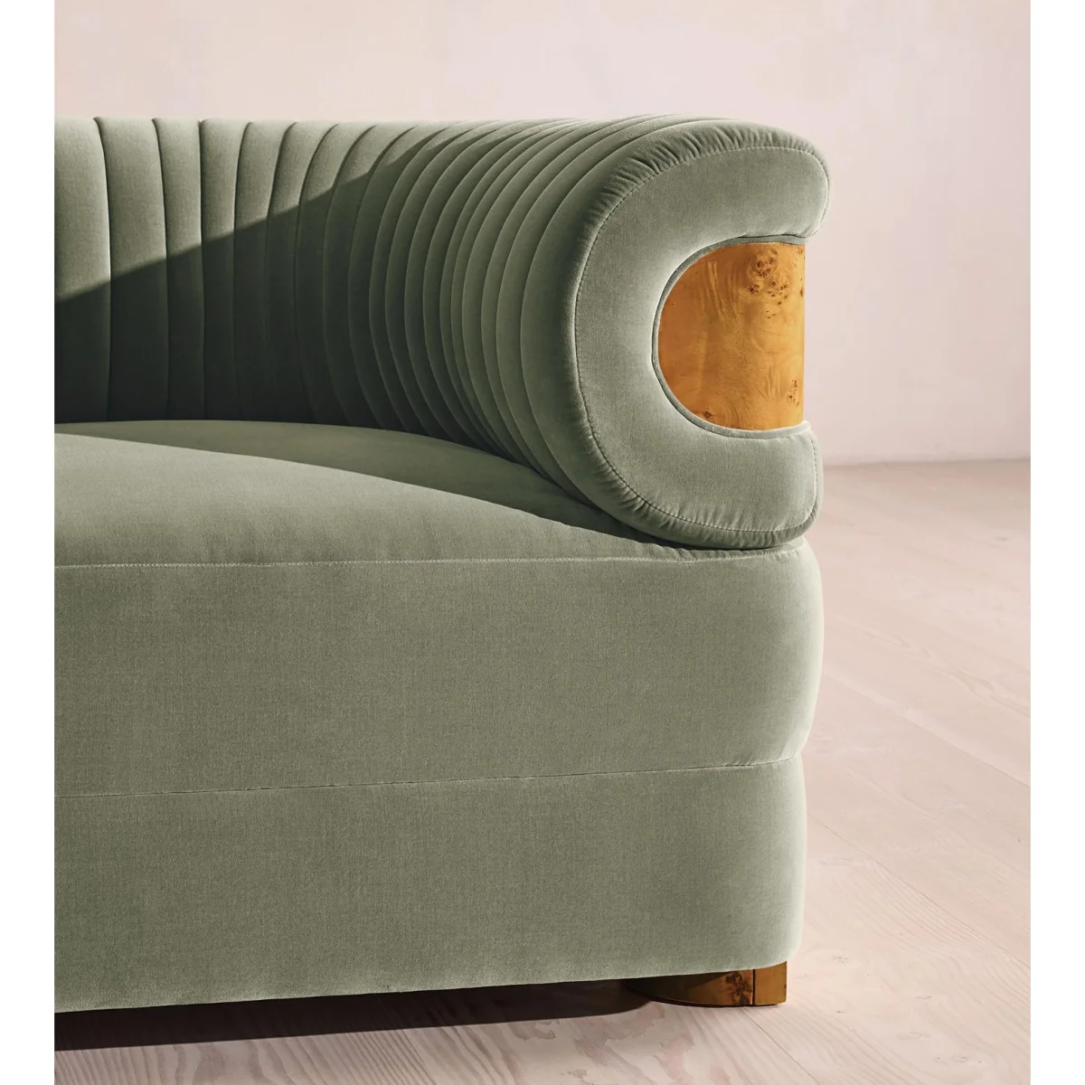 Caleb Armchair, Dark Burl, Velvet, Seafoam, UK – image 6