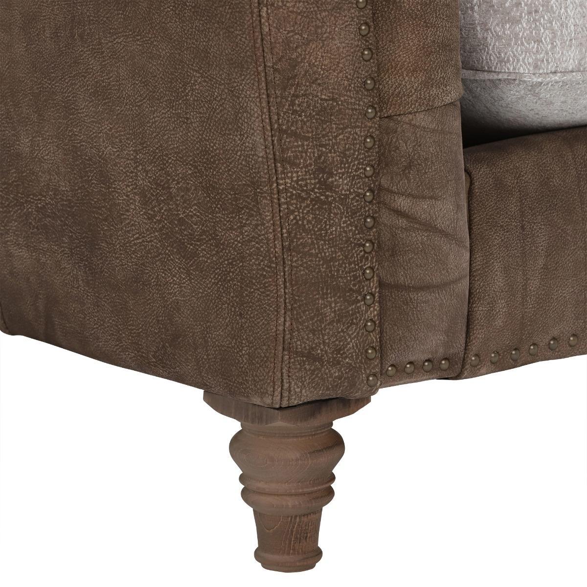Darwin Large Pillow Back Sofa, Leather and Fabric Mix – image 3