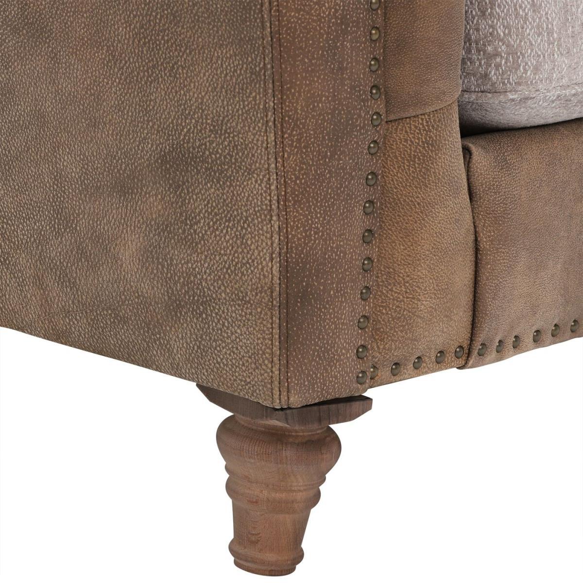 Darwin Grand Split Frame Pillow Back Sofa, Leather and Fabric Mix – image 4