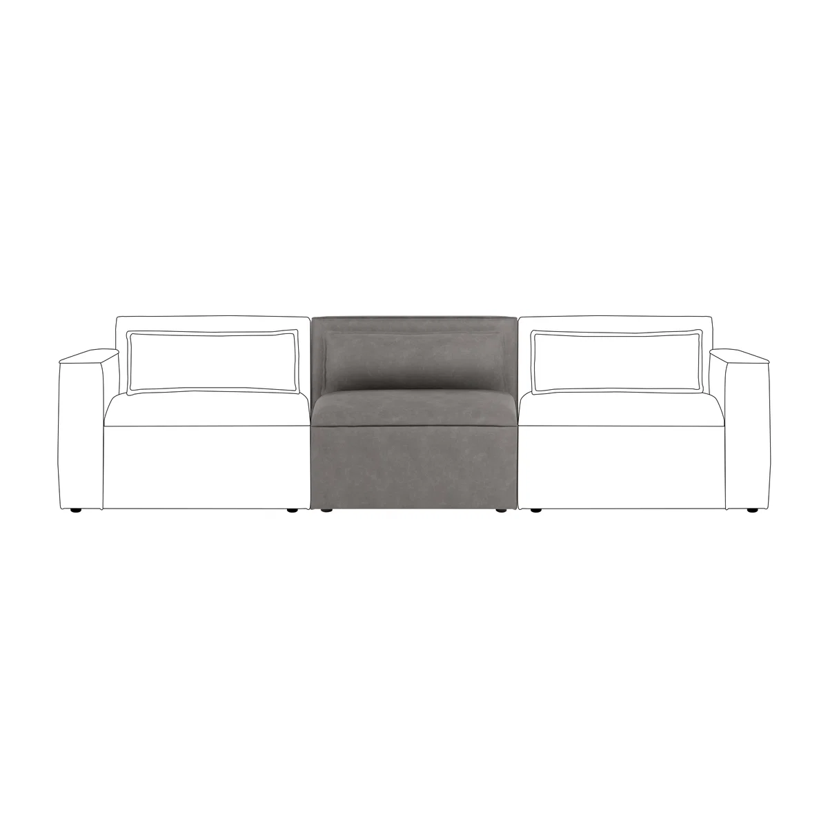 Modular Arne Faux Leather Armless Piece Grey – image 1