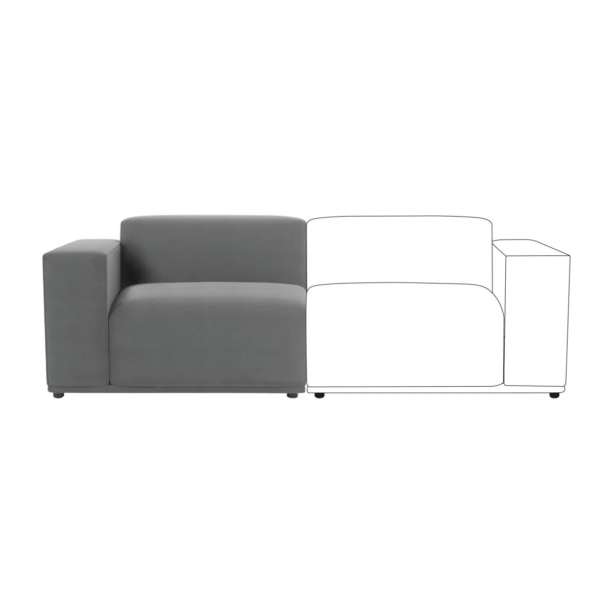 Modular Cruz Velvet Left Hand Piece Steeple Grey – image 1