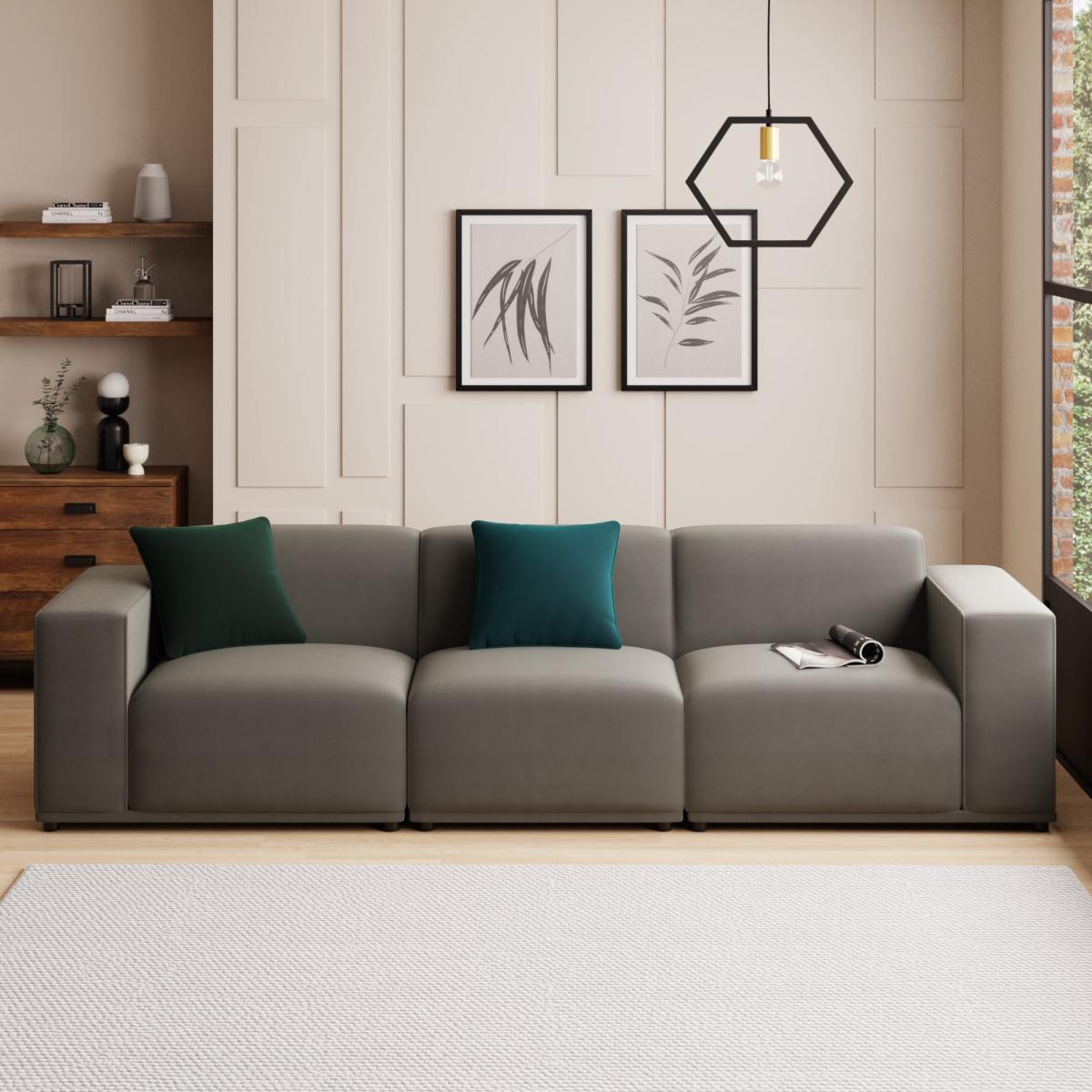 Modular Cruz Velvet Armless Seat Steeple Grey – image 7