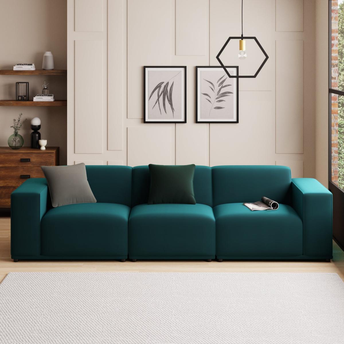 Modular Cruz Velvet Armless Seat Peacock – image 8
