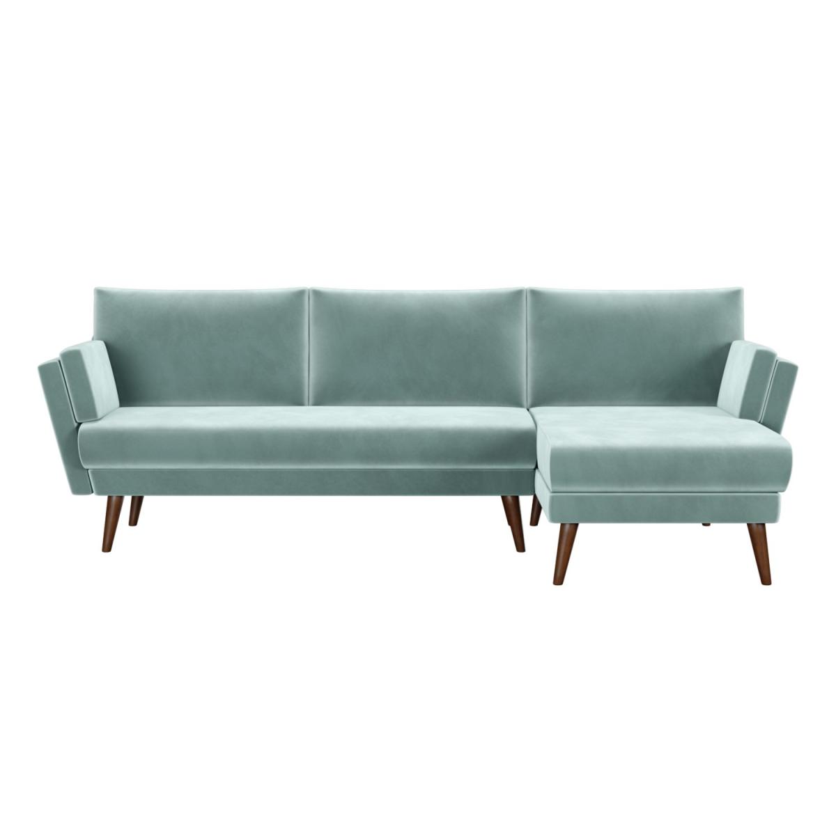 Mint Green Velvet L Shaped Sofa - Right Hand Facing - Milton – image 2