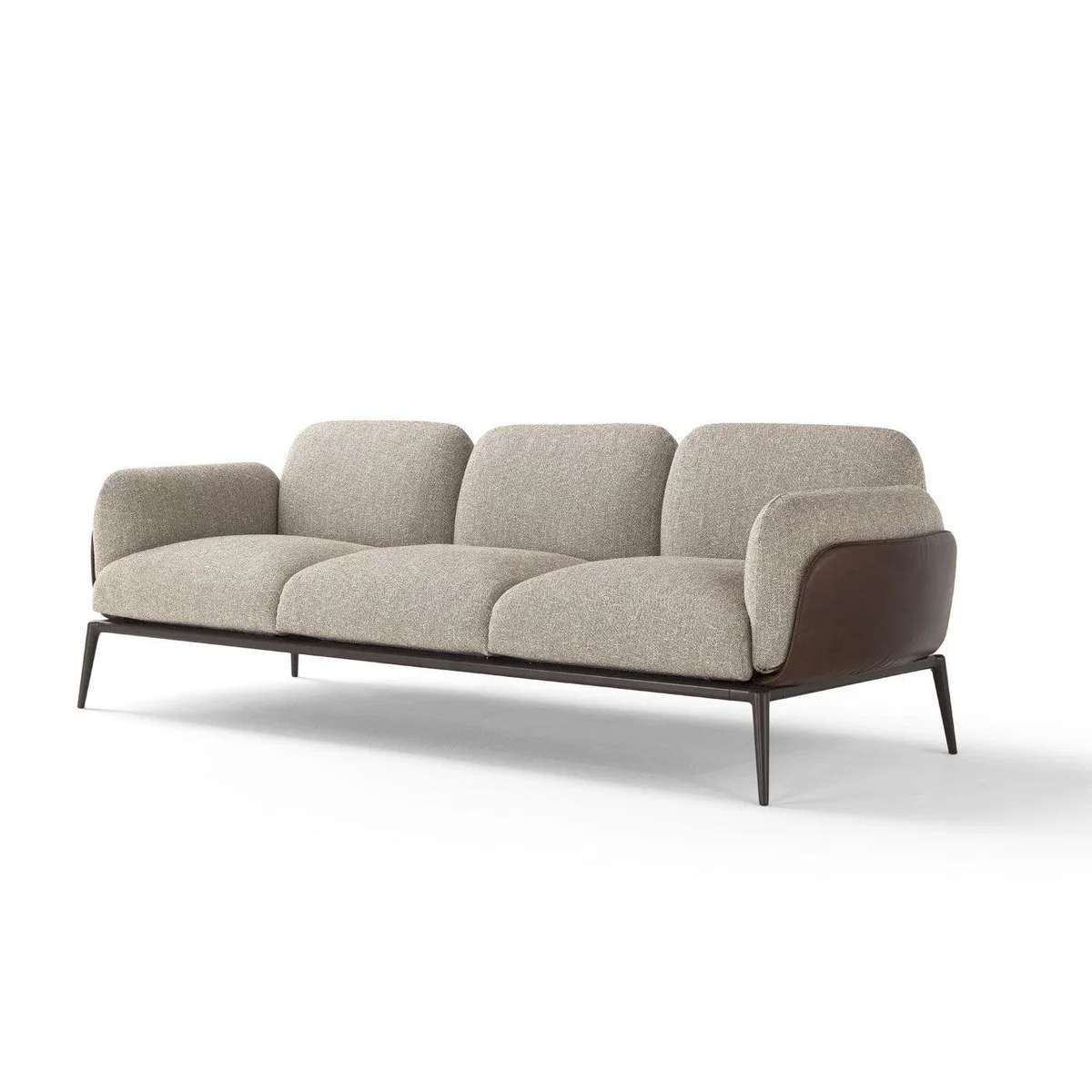 Amura Brooklyn Sofa Shell Leather Daino 04 Cushions Fabric Nobilis 21 Base Metal Ral 9005 - Heal's UK Furniture – image 11