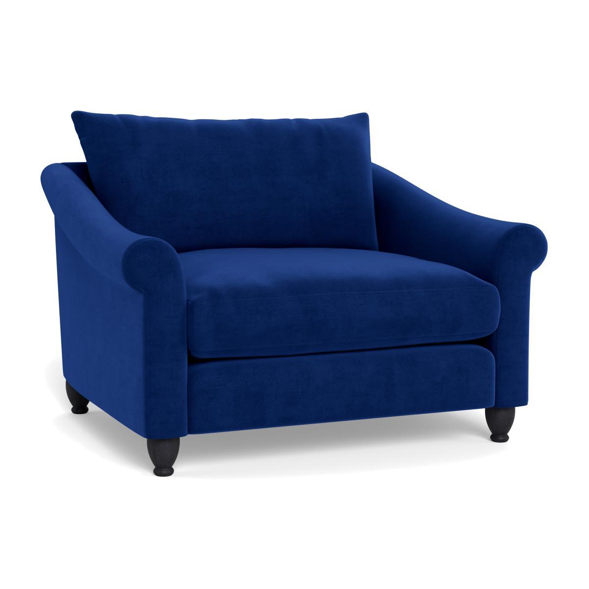 Heal's Devon Loveseat Smart Luxe Velvet Azure Black Stain Beech Feet - Heal's UK Furniture – image 1