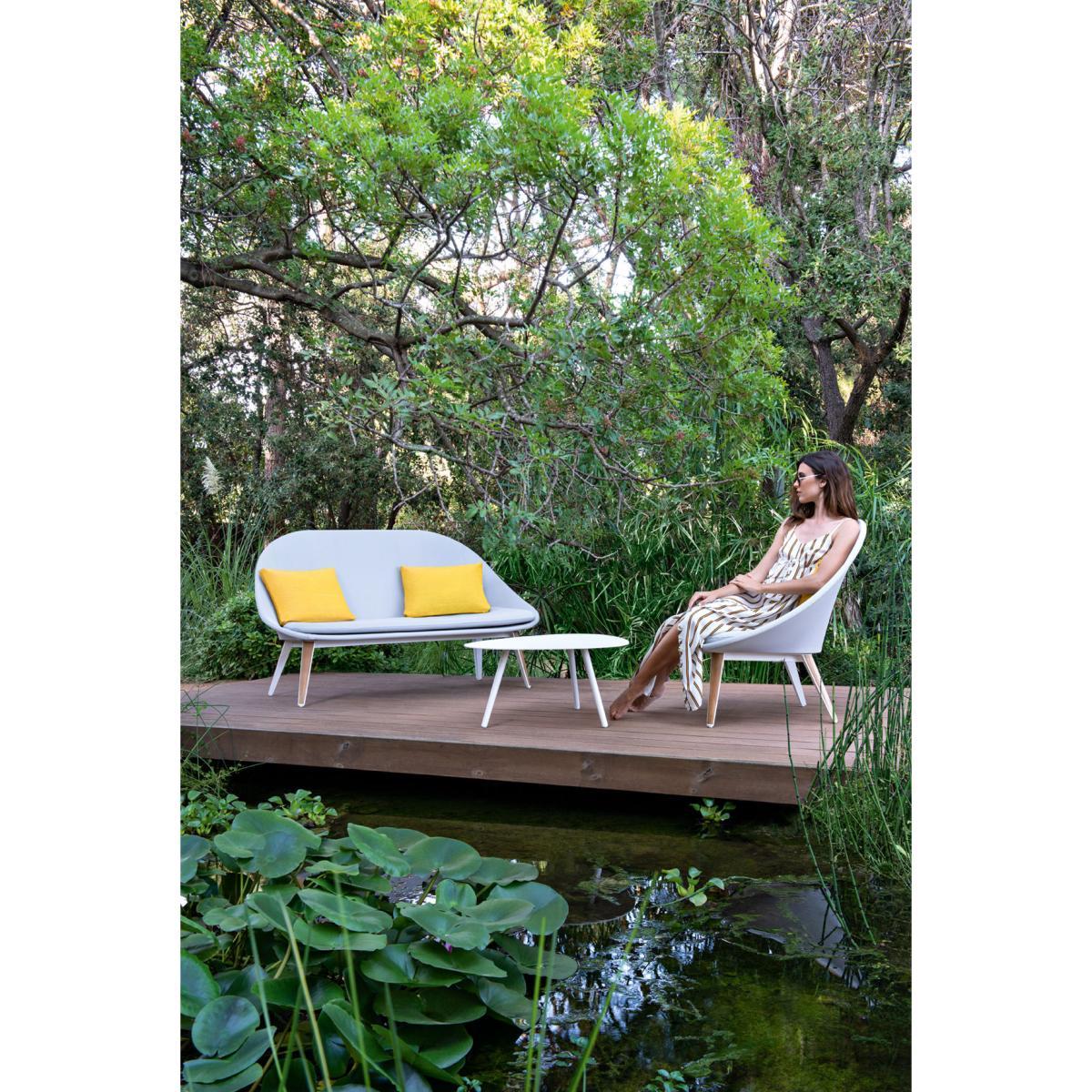 Vanity Straight sofa - / Padded - Fabric & teak by Vlaemynck Brown/Grey – image 2