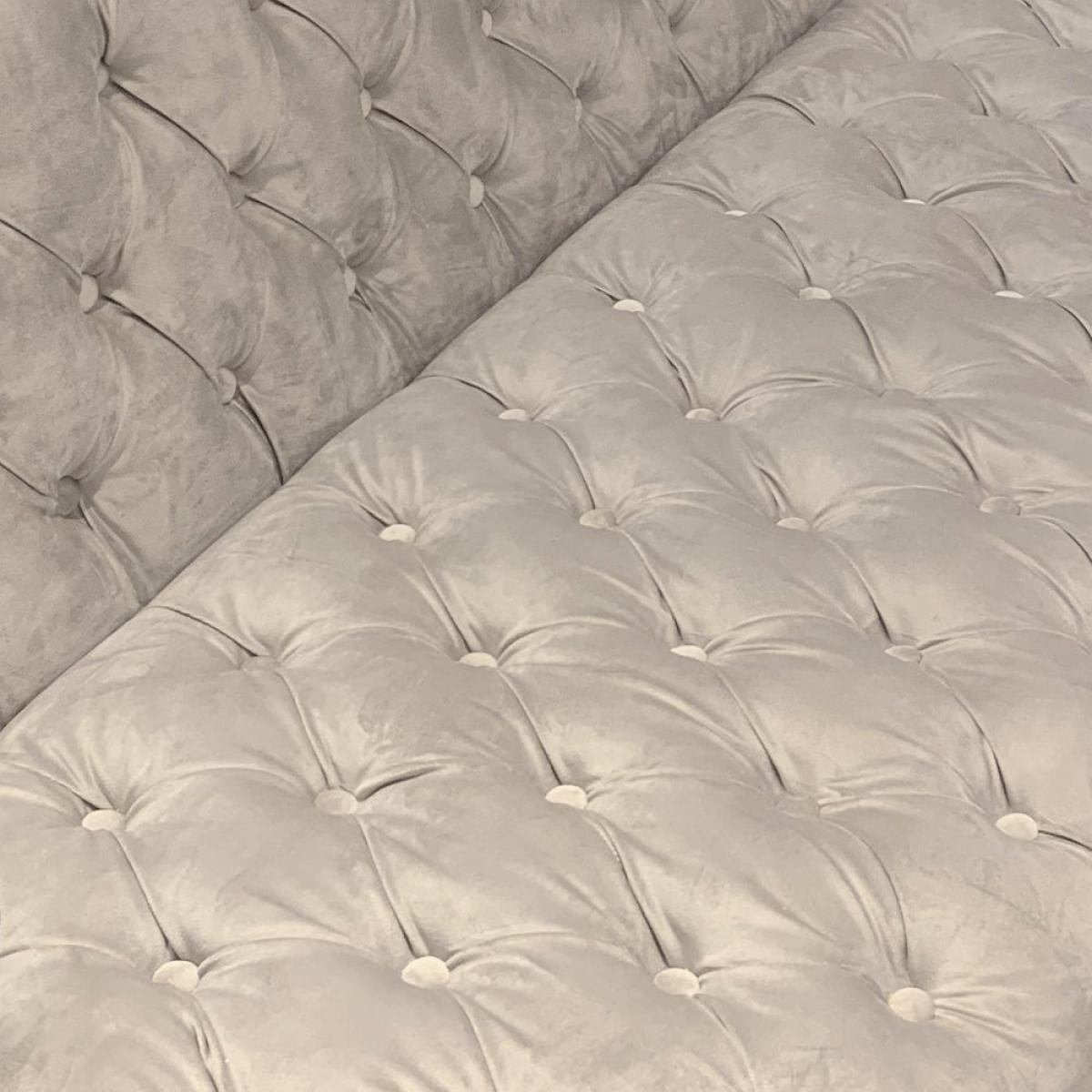 Libra Arya Button Detail Three Seater Sofa Mink Velvet – image 2