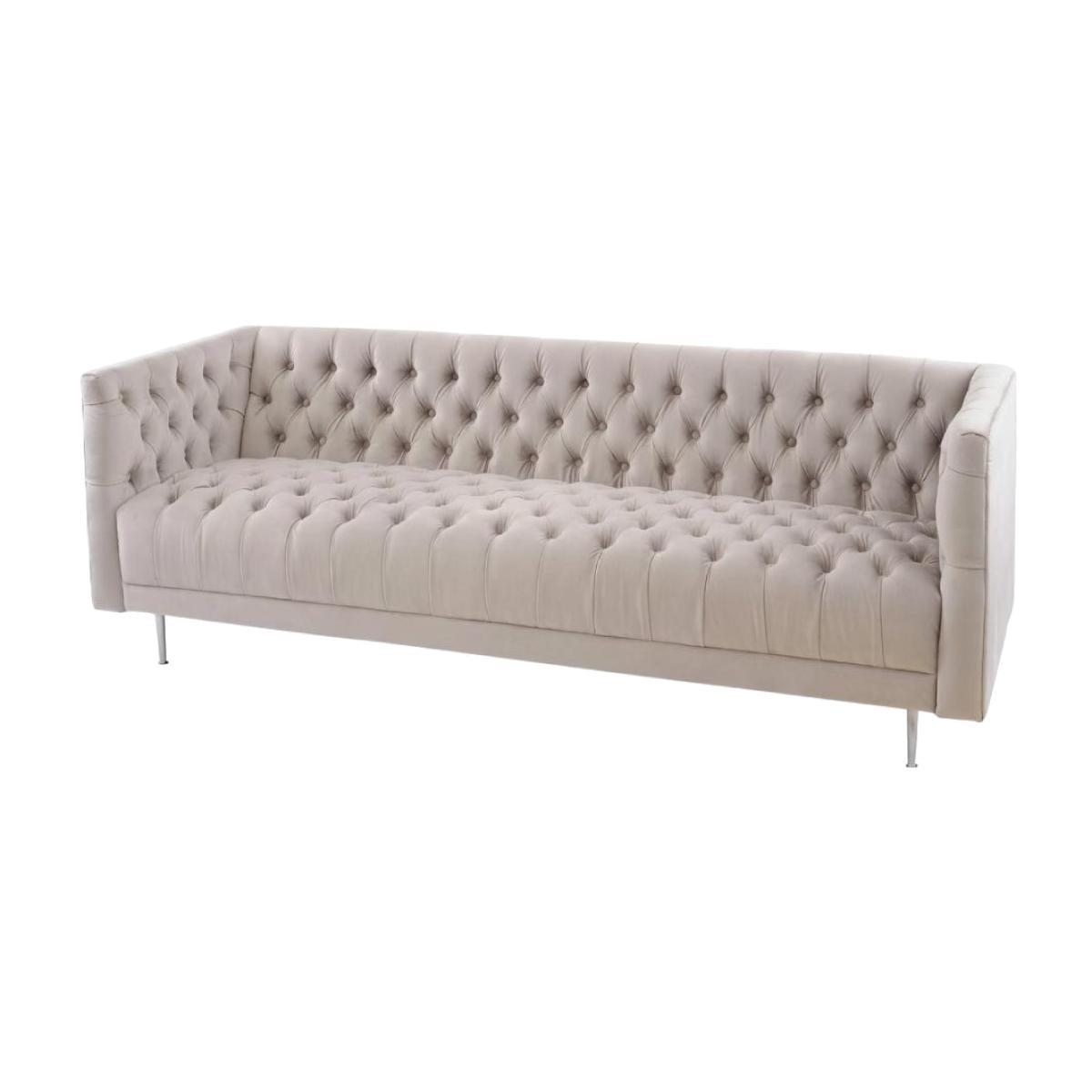 Libra Arya Button Detail Three Seater Sofa Mink Velvet – image 1