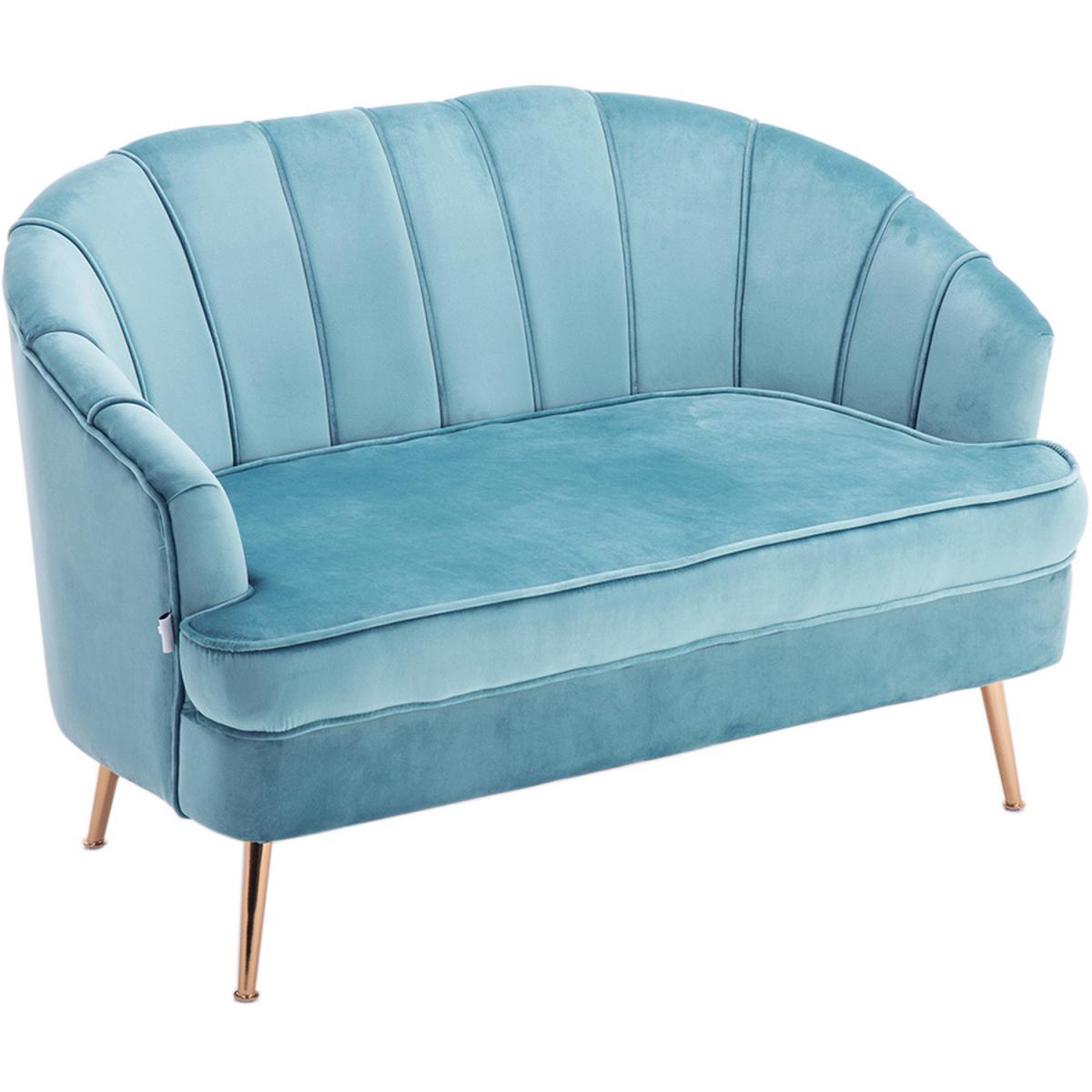 Modern Velvet Double Tub Sofa With Cushions - Light Blue – image 2