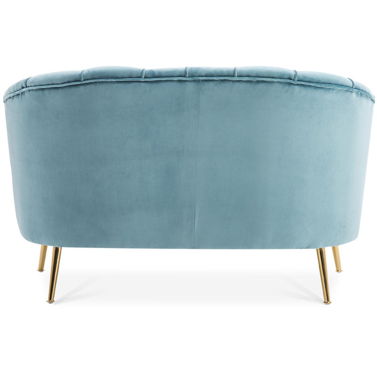 Modern Velvet Double Tub Sofa With Cushions - Light Blue – image 3