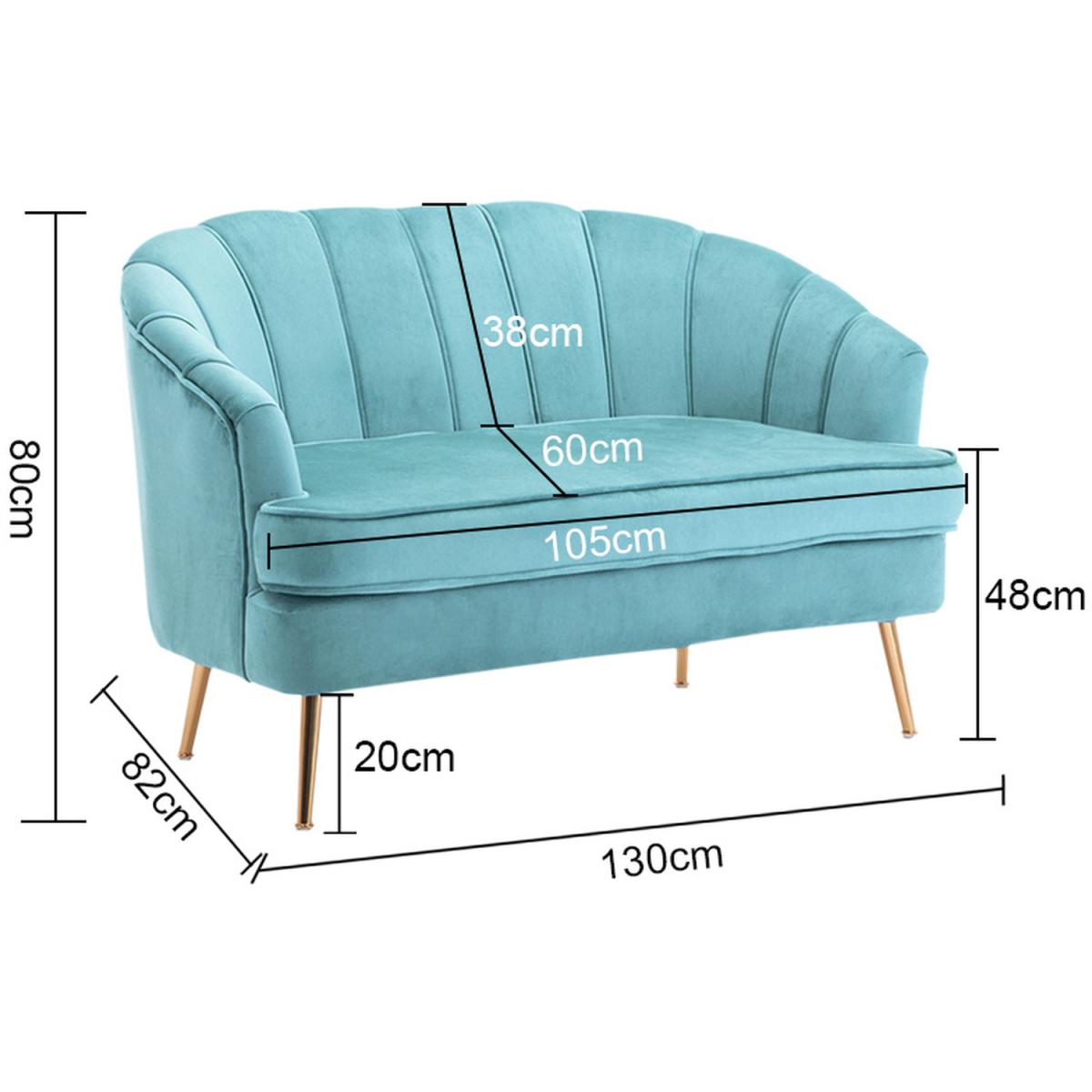 Modern Velvet Double Tub Sofa With Cushions - Light Blue – image 5