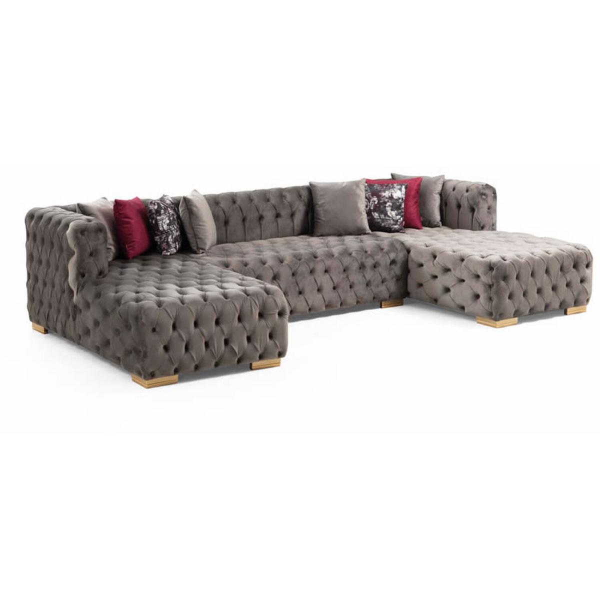Alchemist Grey U-Shape Chesterfield Tufted Sofa - Grey – image 2