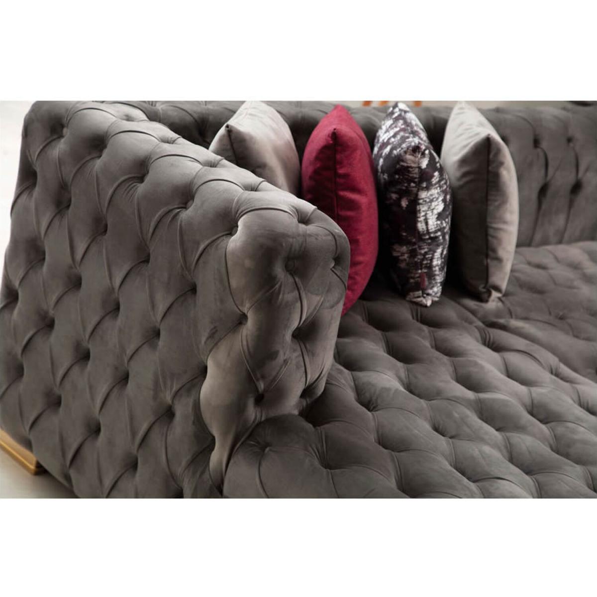 Alchemist Grey U-Shape Chesterfield Tufted Sofa - Grey – image 3