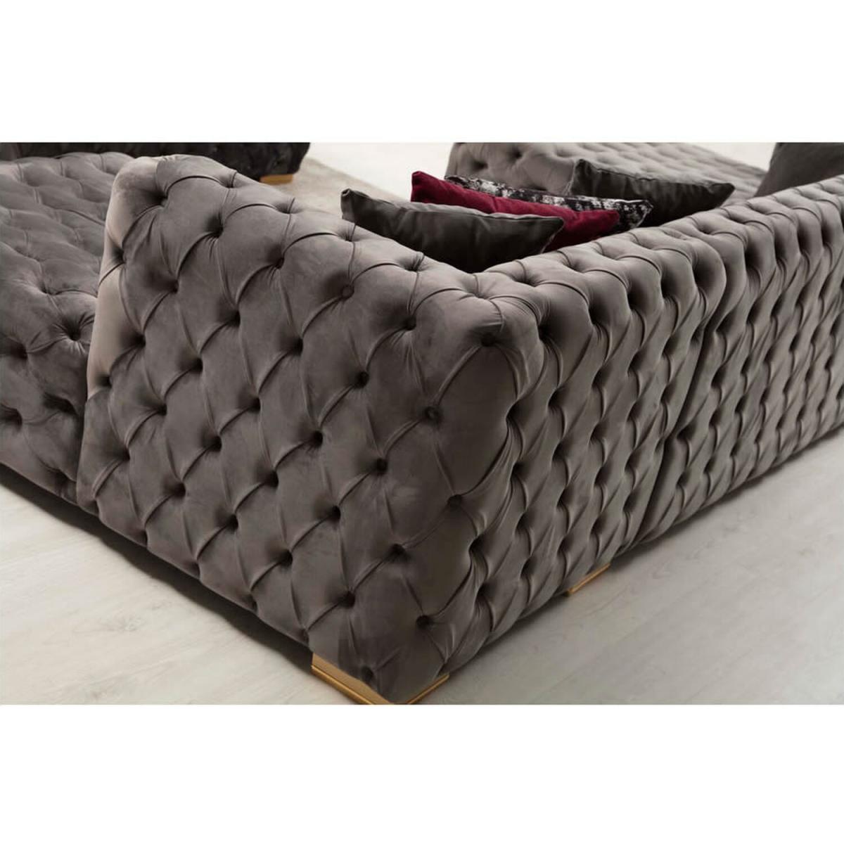 Alchemist Grey U-Shape Chesterfield Tufted Sofa - Grey – image 4