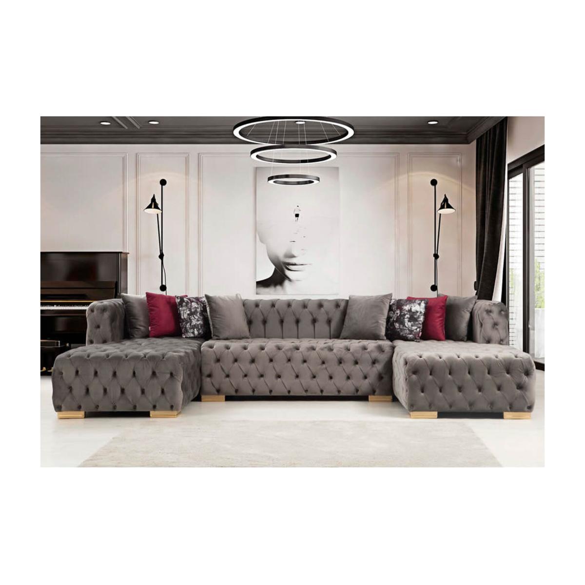 Alchemist Grey U-Shape Chesterfield Tufted Sofa - Grey – image 1