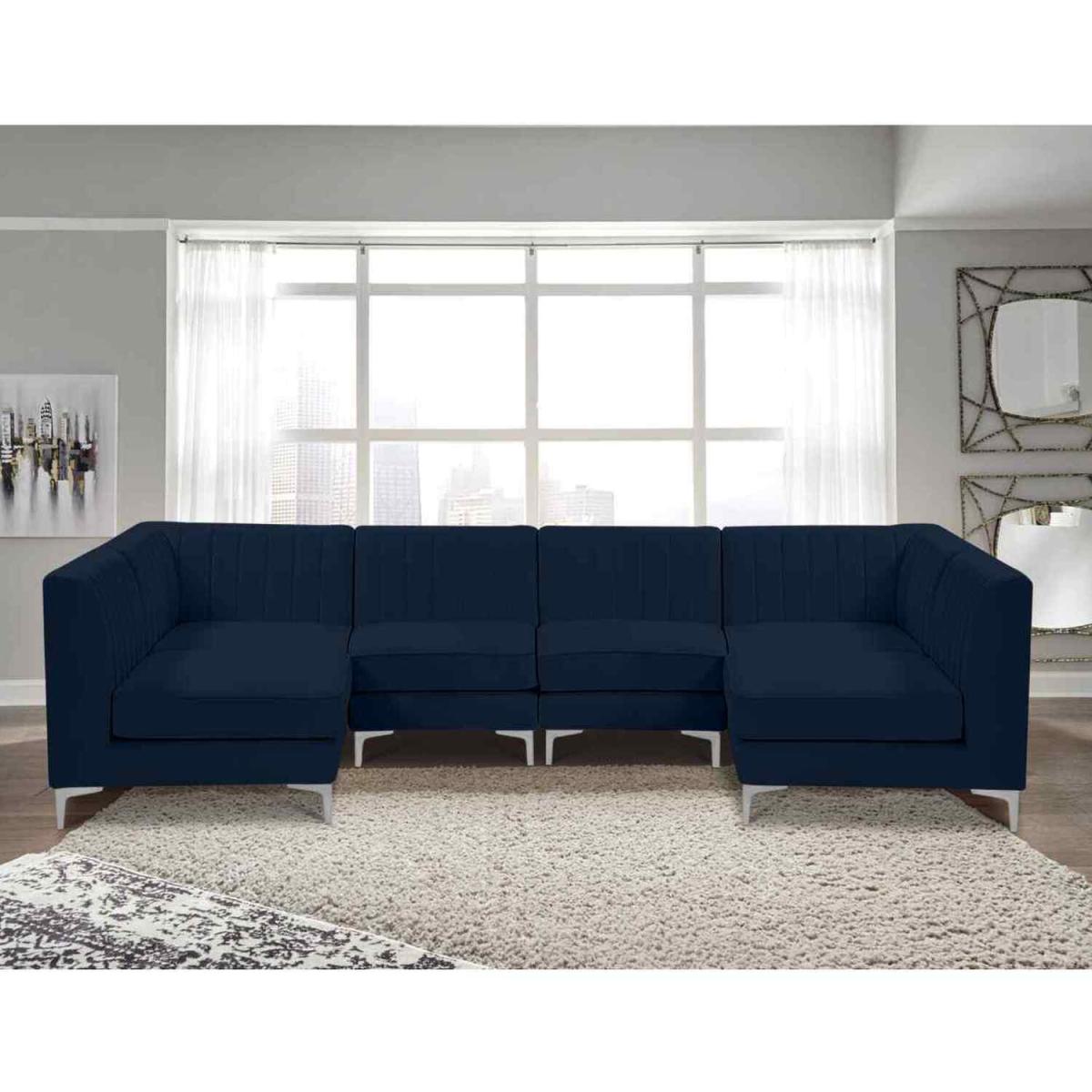 Elena Modular Corner U Shape Sofa in Velour Fabric - Grey – image 11