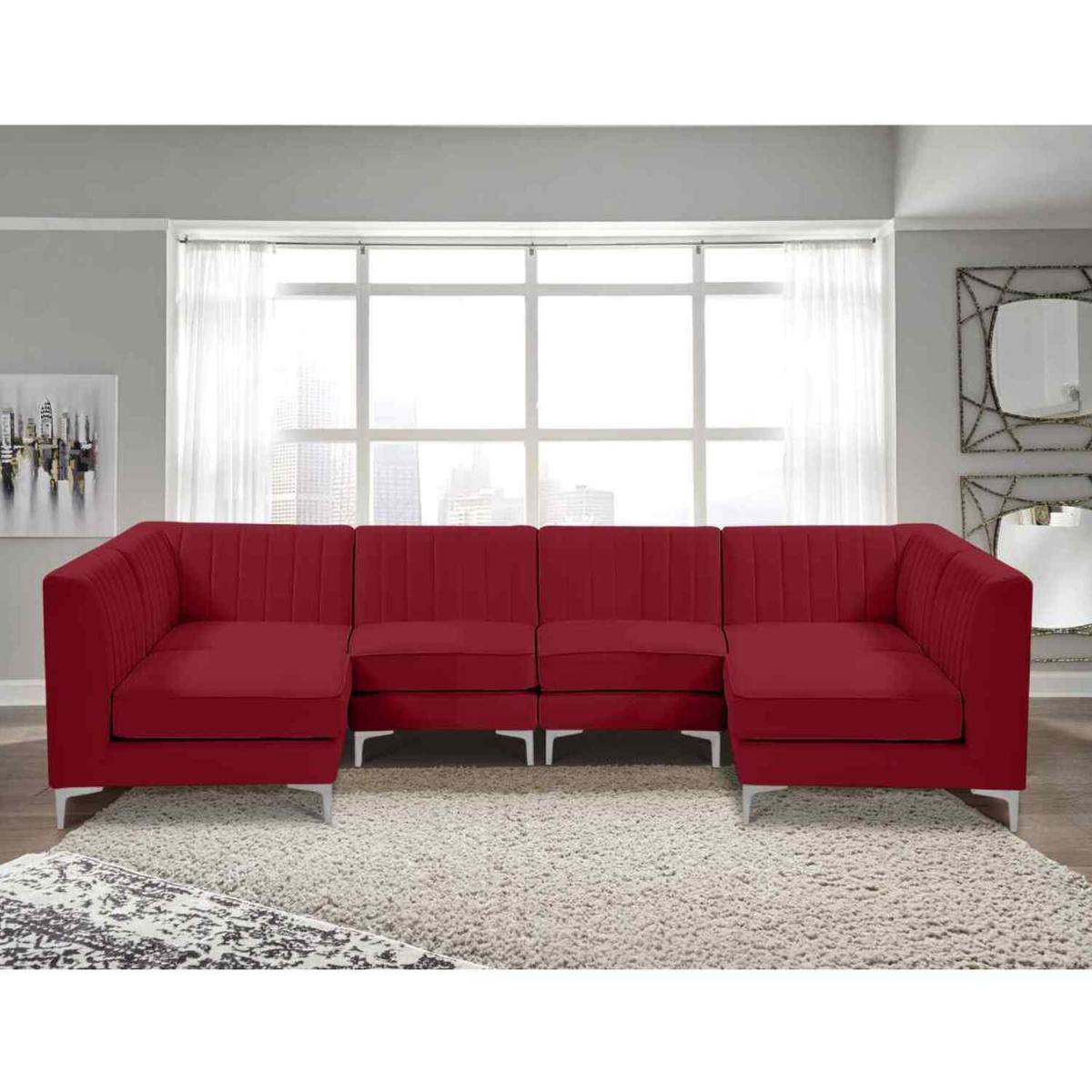 Elena Modular Corner U Shape Sofa in Velour Fabric - Grey – image 14