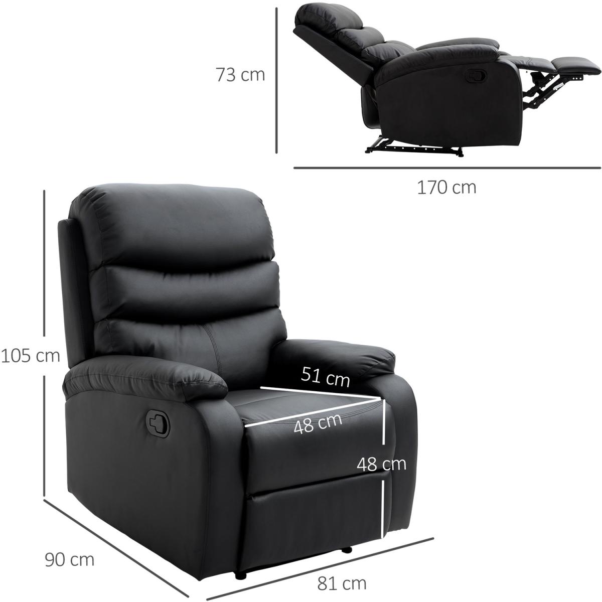 Recliner Lounger Multifunctional Sofa Chair - Black – image 3