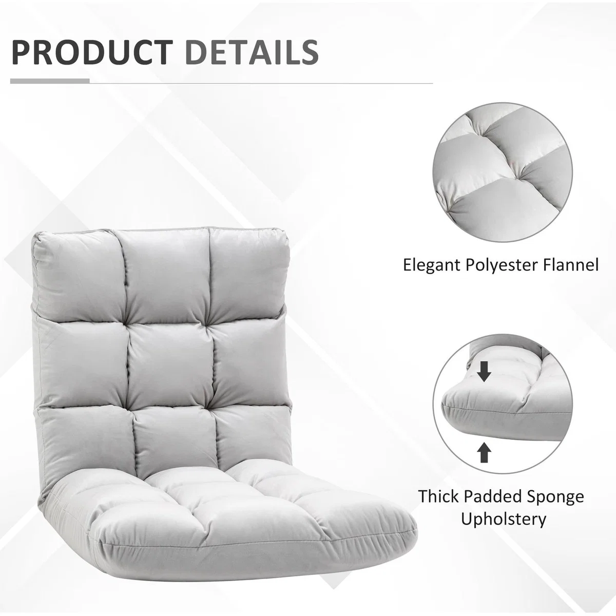 Adjustable Lazy Floor Sofa Chair - Grey – image 4