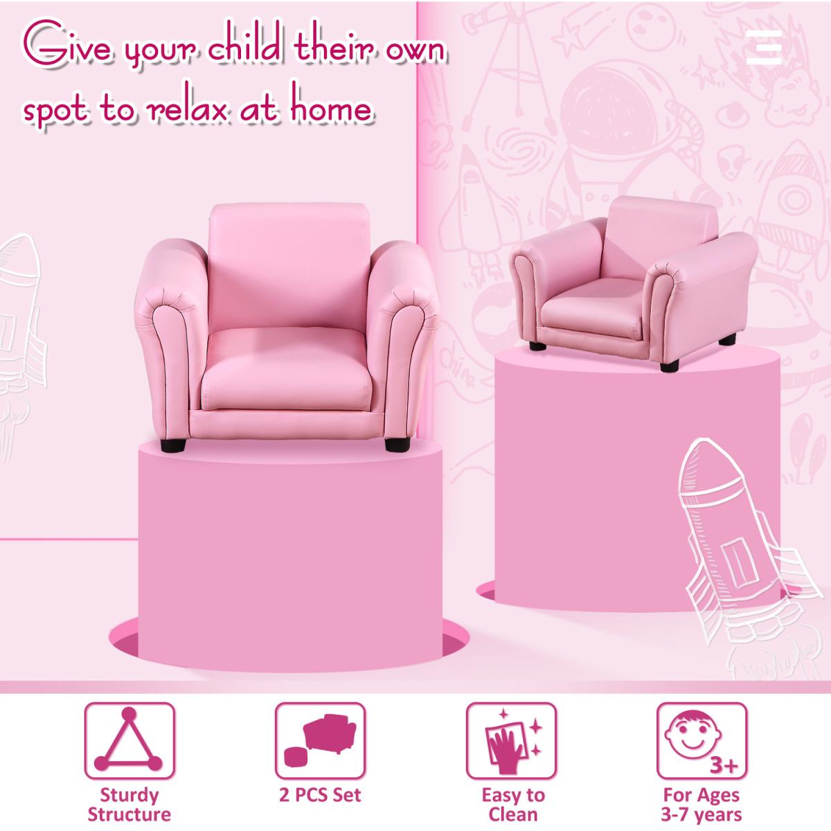 Children Kid Sofa Set - Pink – image 2