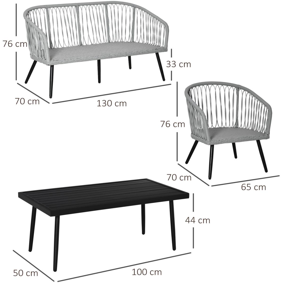 4 Piece Rattan Patio Sofa Set - Grey – image 8