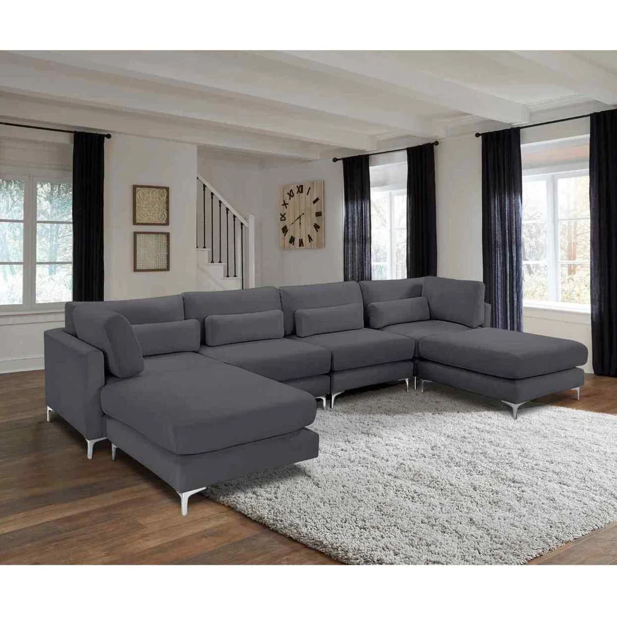 Finley Full Back Large Corner U Shape Sofa - Grey – image 1