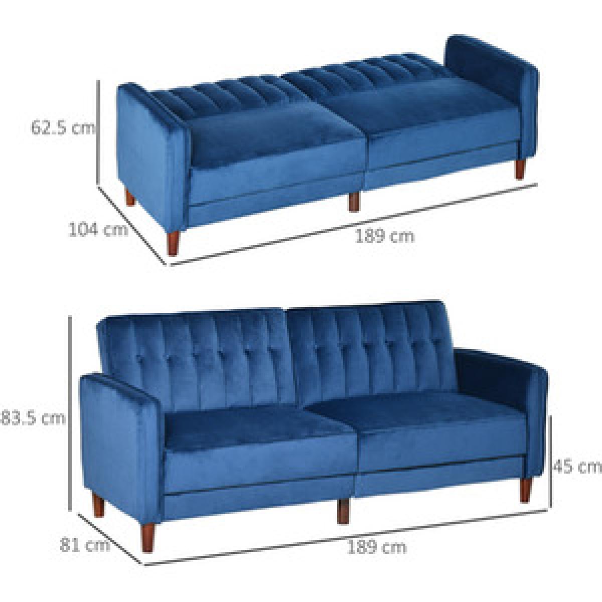 Sofa Futon Velvet-Touch Tufted Couch - Light grey – image 2