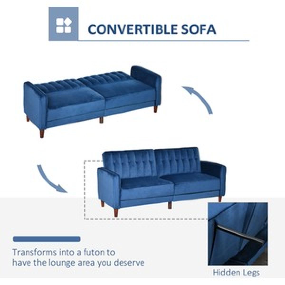 Sofa Futon Velvet-Touch Tufted Couch - Light grey – image 3
