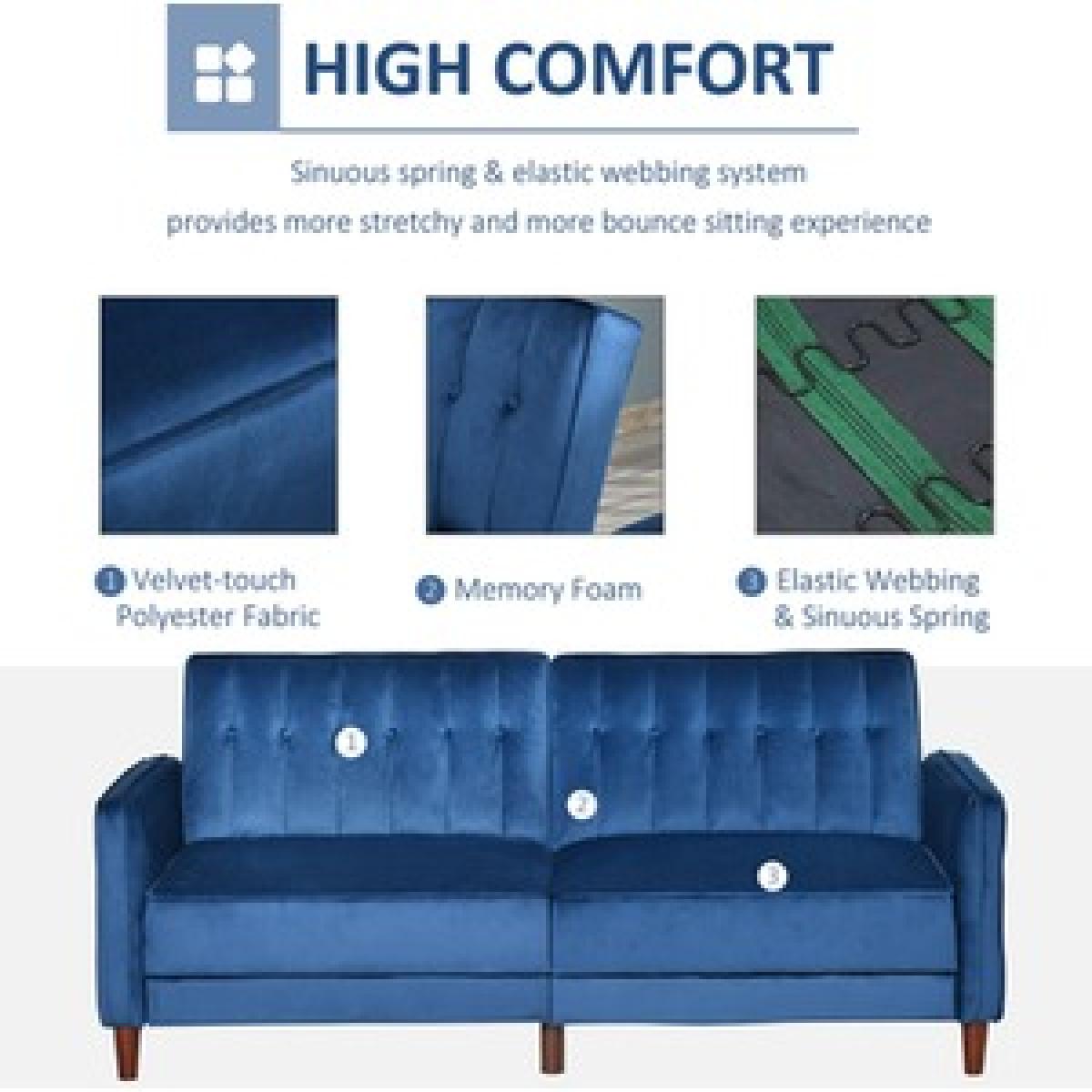 Sofa Futon Velvet-Touch Tufted Couch - Light grey – image 5