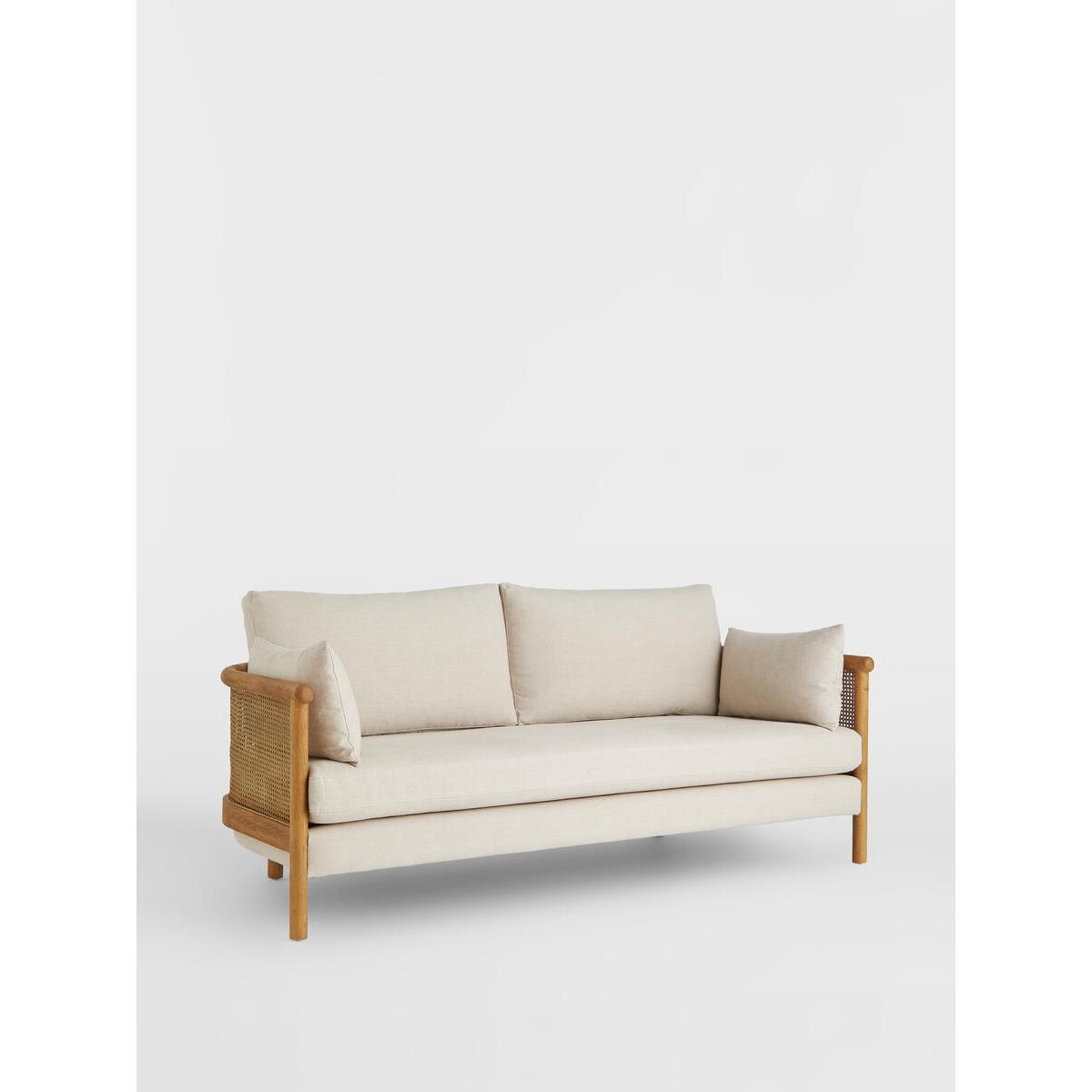Sydney Cane Sofa, Washed Linen Flax, UK – image 3