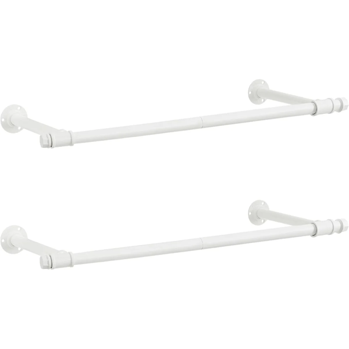 Set of 2 Wall-Mounted Industrial Clothes Rails, Space-Saving Pipe-Style Hanging Storage System - Cloud White – image 3