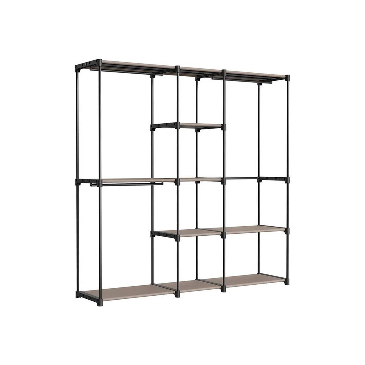 Metal Clothes Rail with Storage Shelves - Taupe