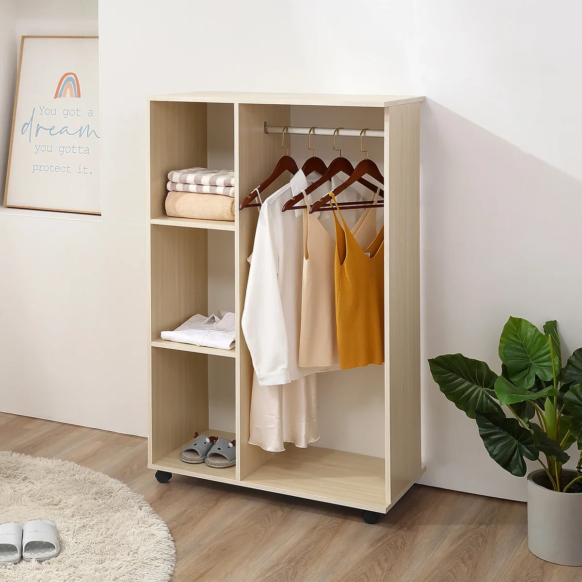 Open Wardrobe with Hanging Rail - Maple wood-effect – image 2