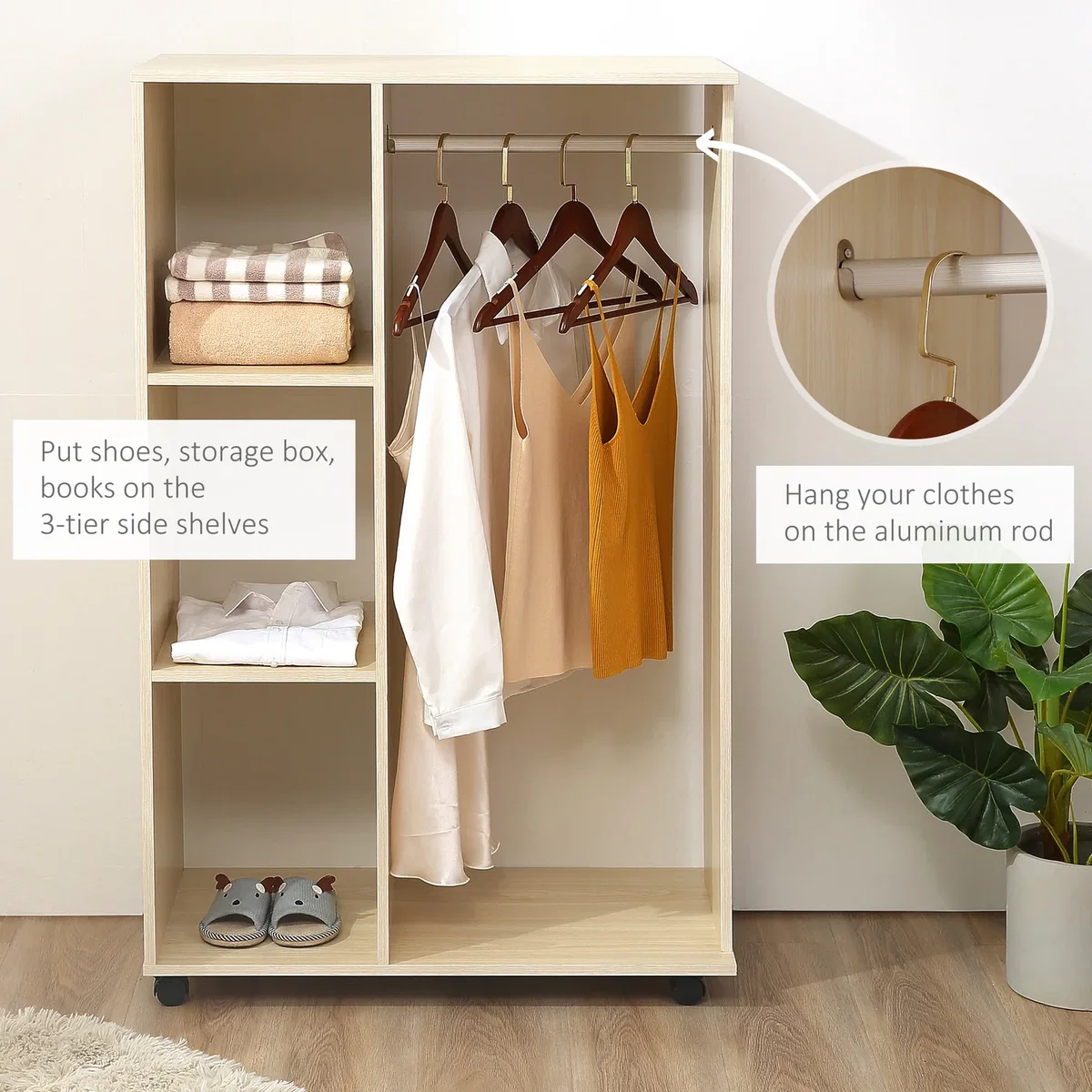 Open Wardrobe with Hanging Rail - Maple wood-effect – image 4