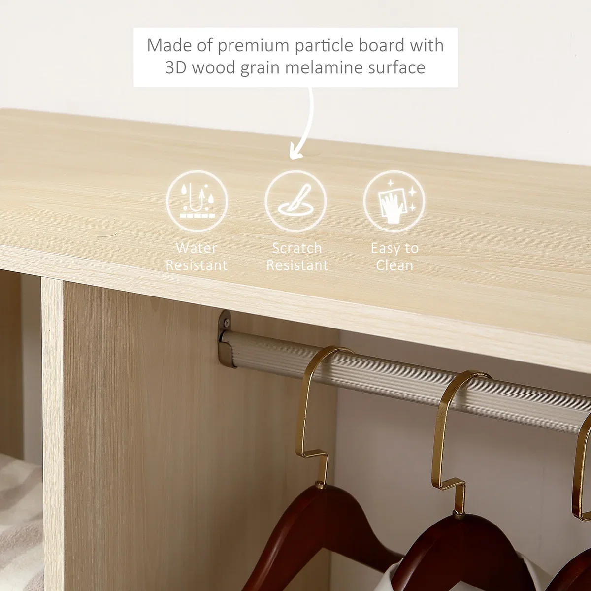 Open Wardrobe with Hanging Rail - Maple wood-effect – image 5