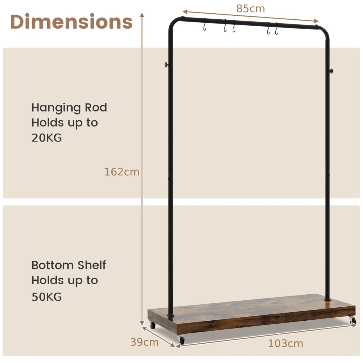 Pipe Rolling Industrial Garment Rack – image 2
