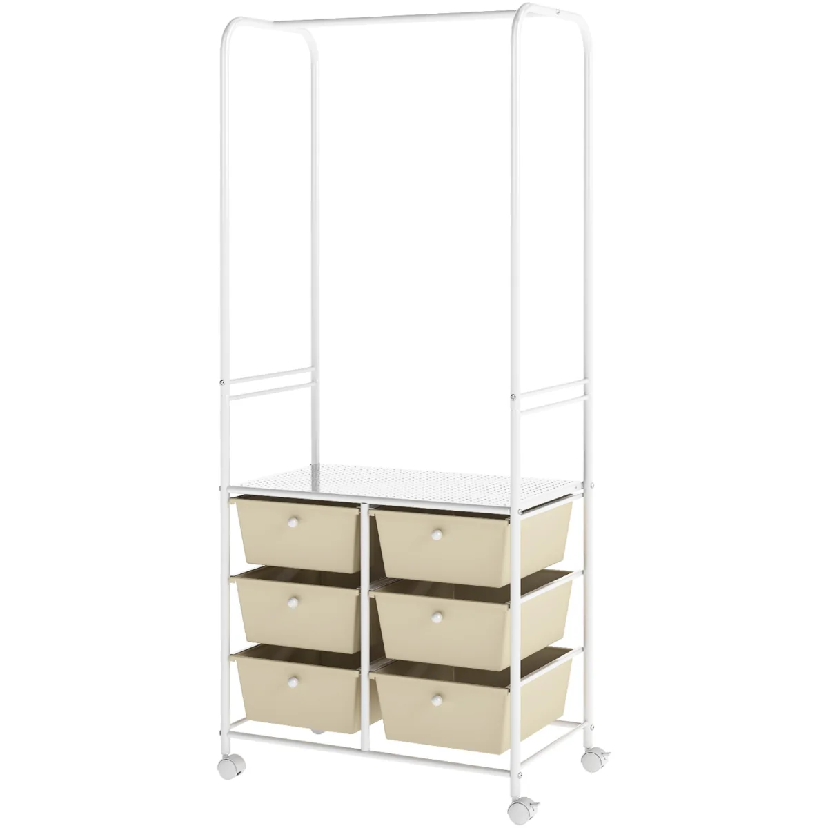 6 Drawers Clothing Rack with Storage Shelf - White – image 6