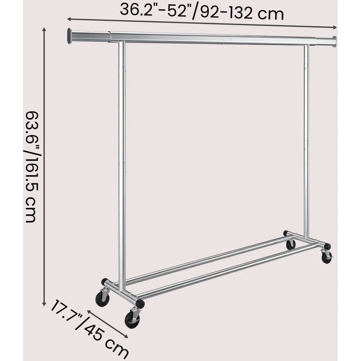 SONGMICS Clothes Rack on Wheels, Heavy Duty Clothes Rail - Silver – image 2