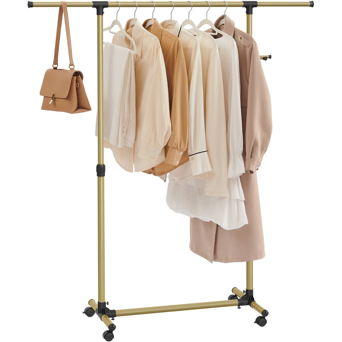 SONGMICS Clothes Rack with Castors, Garment Rack, Adjustable Height Between 97-1 - Pale Gold – image 2