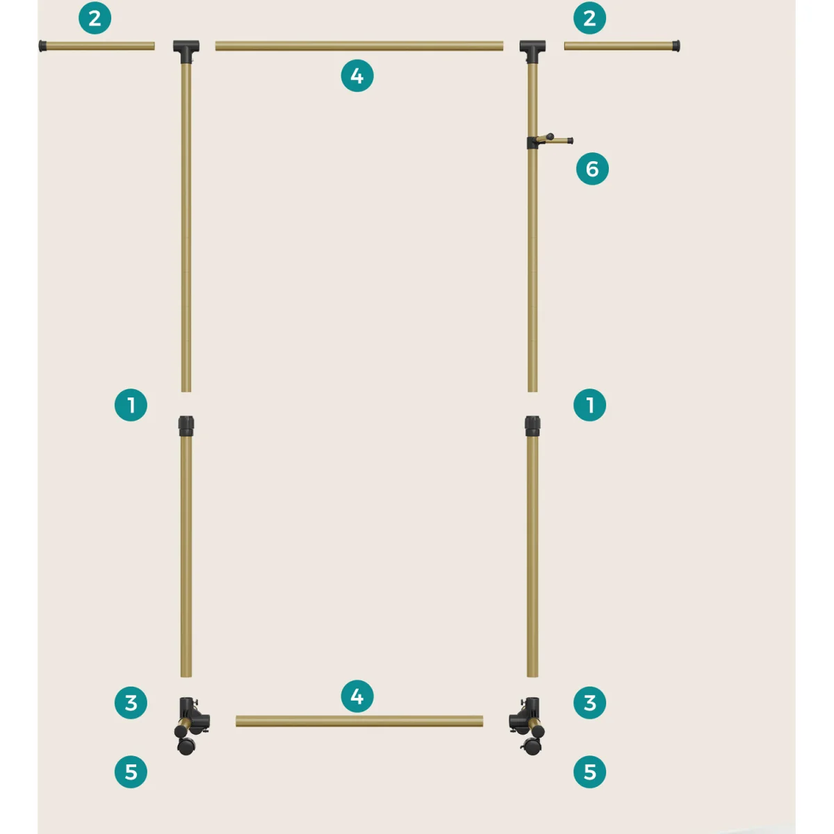 SONGMICS Clothes Rack with Castors, Garment Rack, Adjustable Height Between 97-1 - Pale Gold – image 6