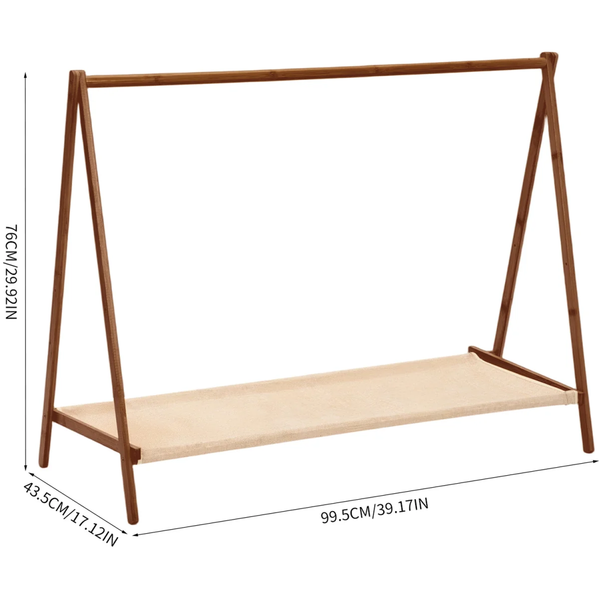 76cm Freestanding Foldable Bamboo Clothes Rail - Brown – image 2
