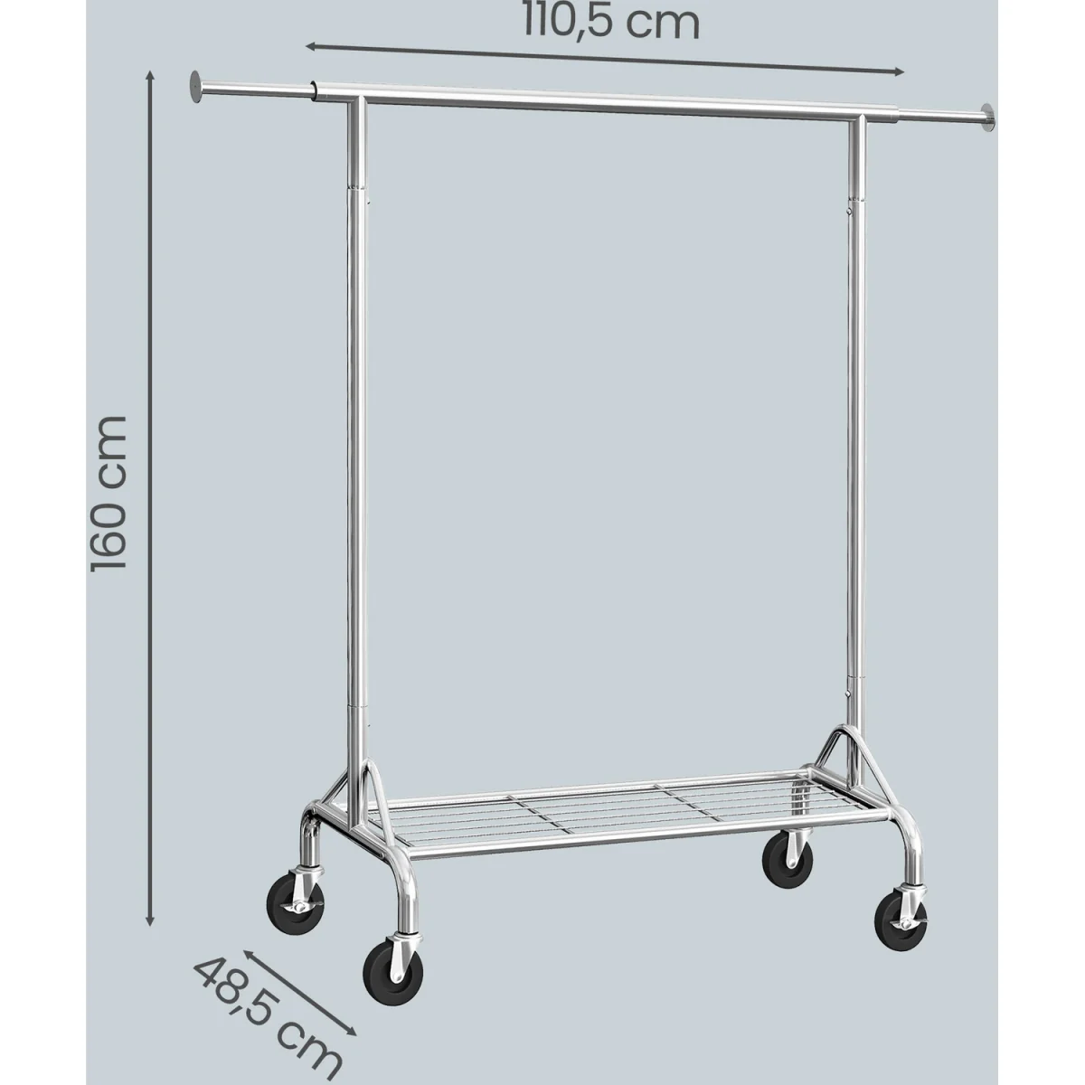 SONGMICS HSR02S chrome clothes rack with shoe shelf max 50kg load - Silver – image 4
