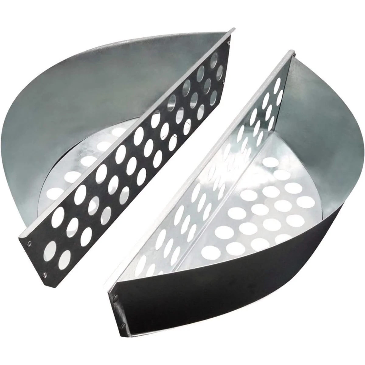 Steel BBQ Grill Basket Charcoal Briquette Holders Set of 2 - Silver – image 2