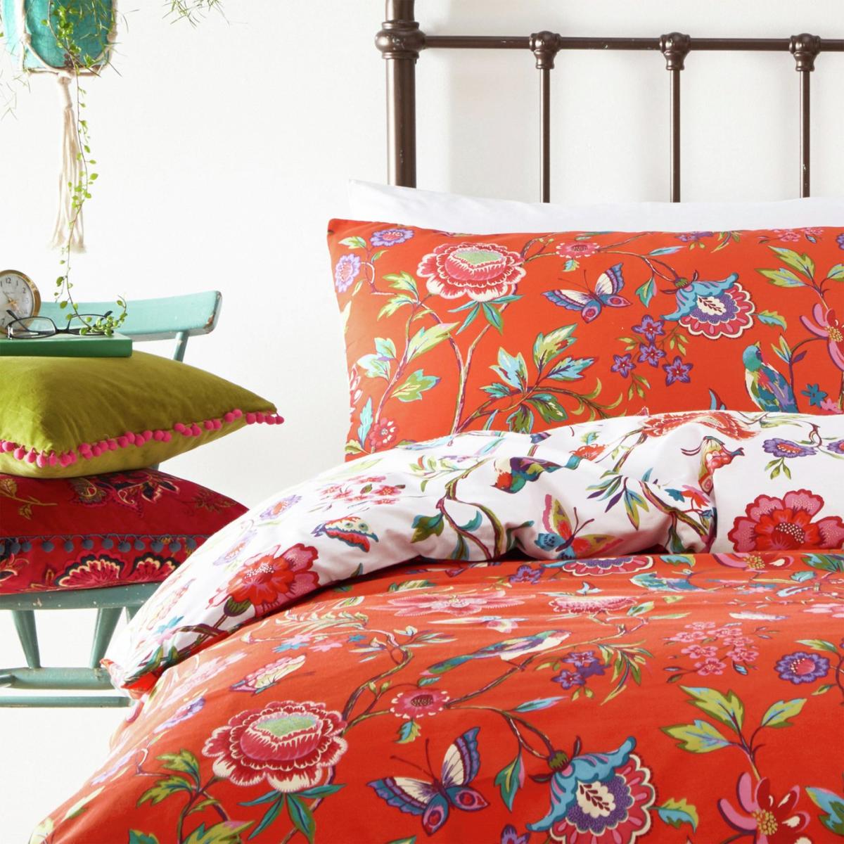 furn Pomelo Tropical Floral Orange Bedding Set - Superking – image 2