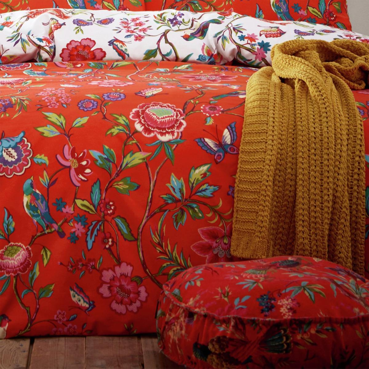 furn Pomelo Tropical Floral Orange Bedding Set - Superking – image 3
