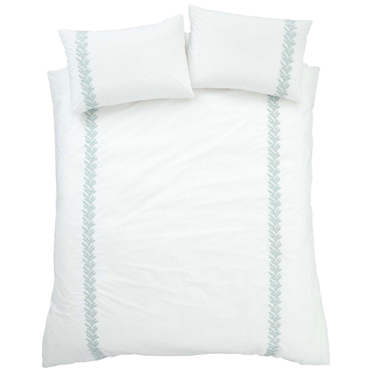 Bianca Cotton Leaf Embroidery White Bedding Set - Superking – image 2