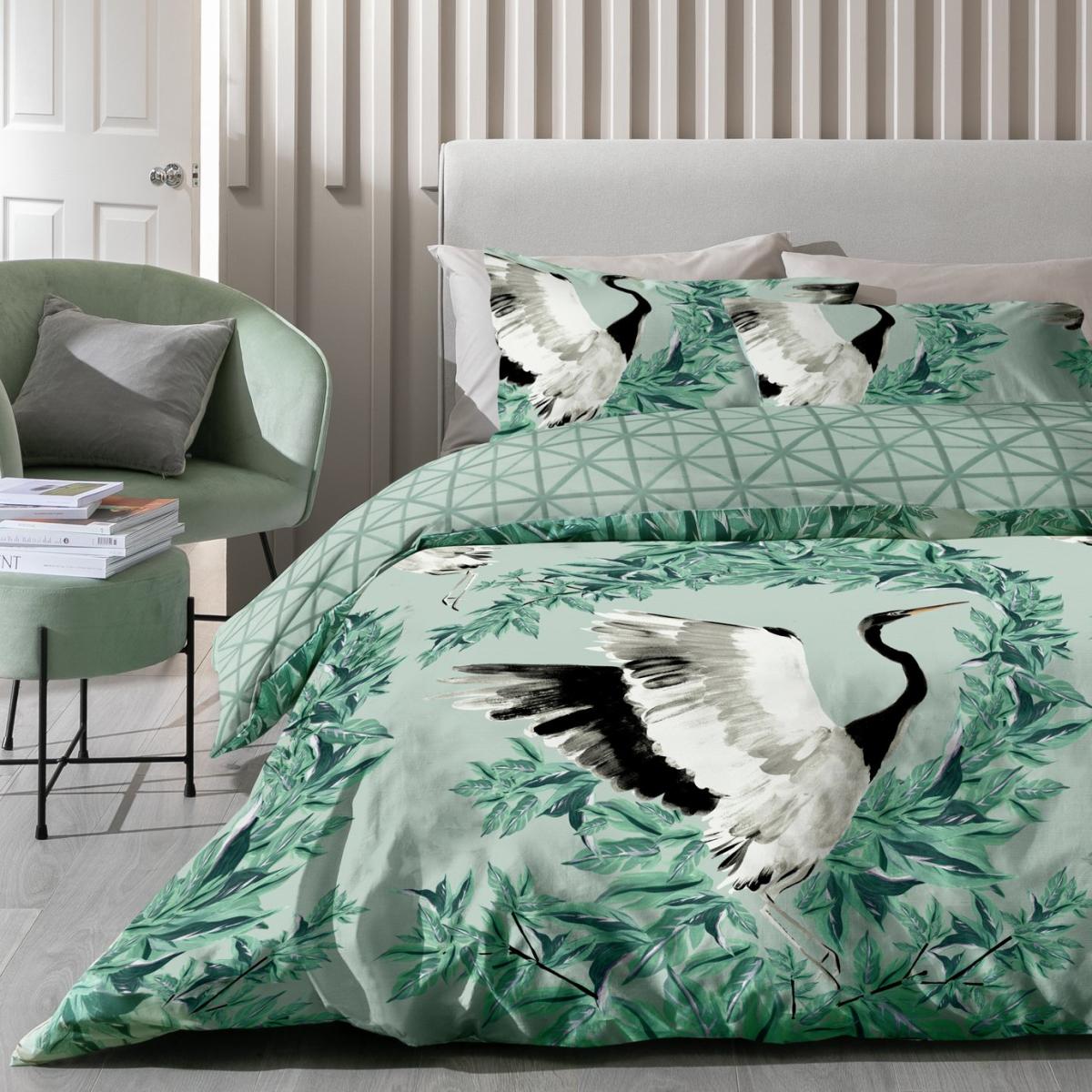 Habitat Crane Panel Green Bedding Set - Superking – image 1