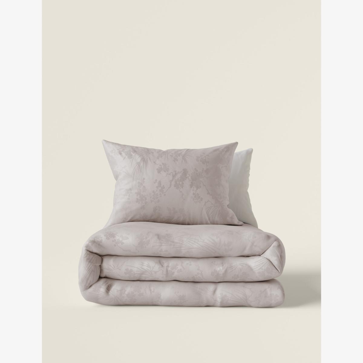 M&S Pure Cotton Jacquard Blossom Bedding Set - 6FT - Grey Mix, Grey Mix – image 1