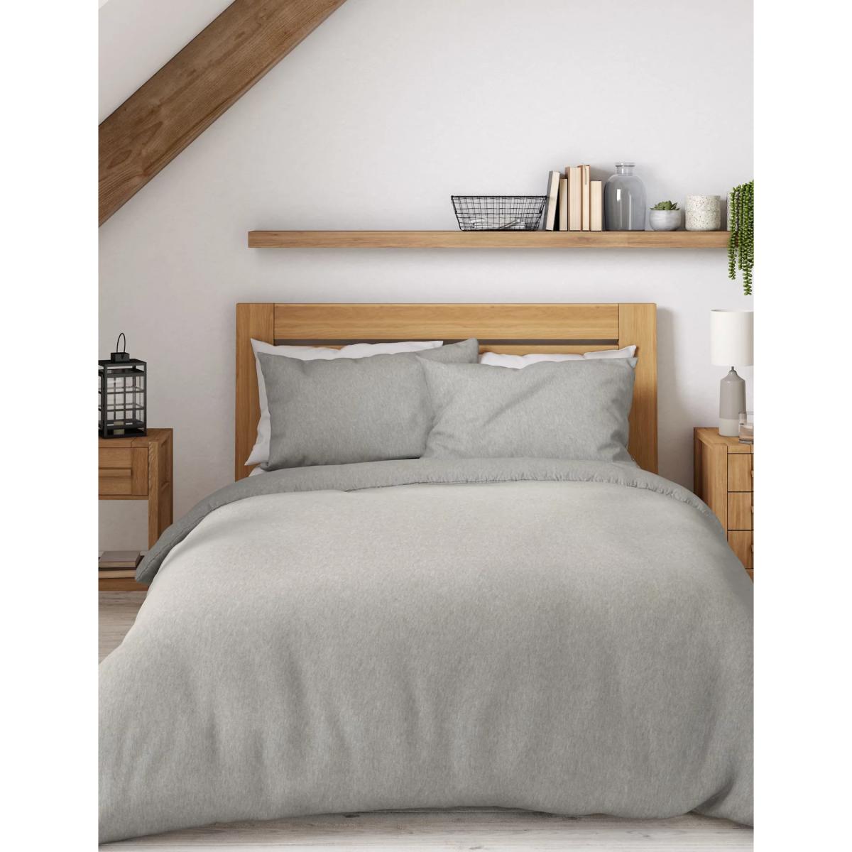 M&S Jersey Bedding Set - 6FT - Mid Blue, Mid Blue,Grey Marl,Natural – image 4